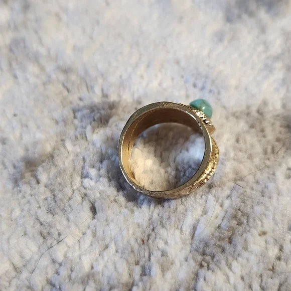 🔷️ Turquoise Gold Statement Ring Size 6.5 - Picture 3 of 3